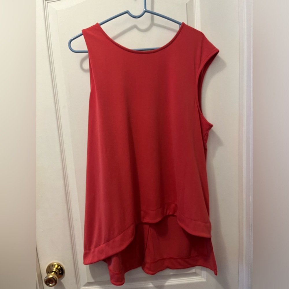 NWOT Alfani XL Salmon Sleeveless Tunic style shirt assymetrical front, back slit